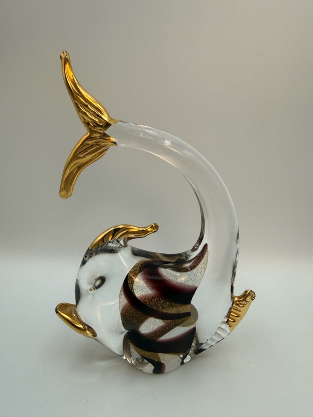 Vintage Murano Glass Fish With 24K Gold And Gold Flex